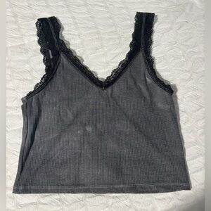 American Eagle Outfitters Charcoal Lace Trim Chemise